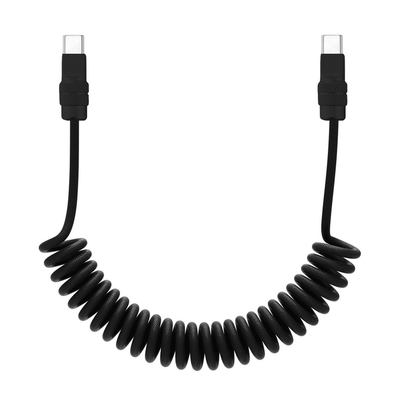 Curly Chubby 240W Coiled USB C Fast Charging Cable Durable Braided Retractabl…