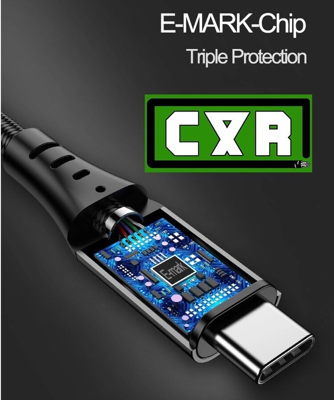 C&R | USB C to USB C Cable | Nylon Braided Fast Charge USB3.2Gen2 100W 20Gbps 4K gallery