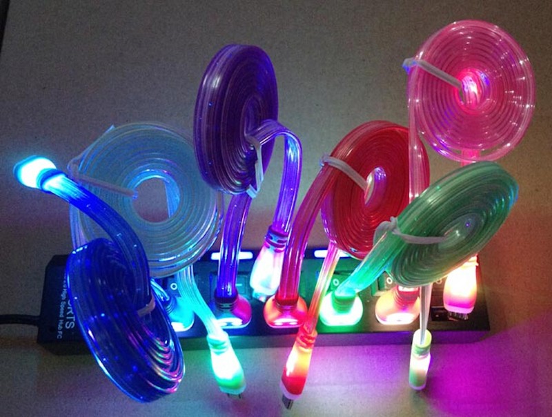 LED light-up COLOR CHANGE power USB charger cable for iPhone X 8 7 6 plus 5s 5c
