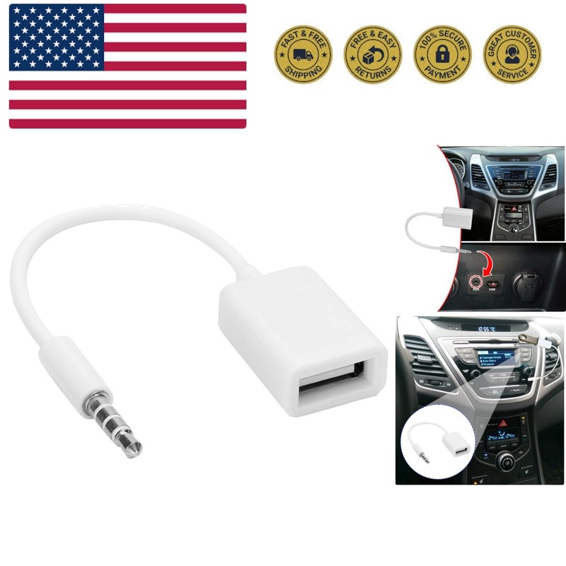 USB to Aux Audio Adapter, 3.5mm Only Used Car Player Male Jack Plug to Female...