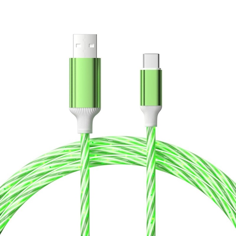 Starry Light Up USB Cable A To C Durable Fast Charging Visible Flow Star Green gallery
