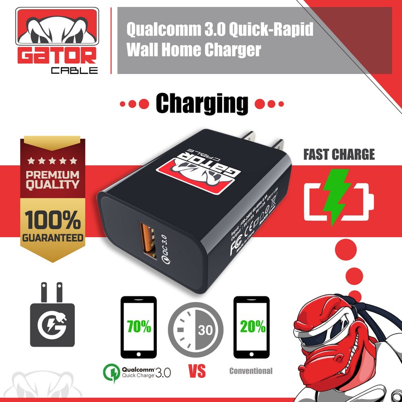 USB 3.0 Wall Home Charger Adapter Power Plug QC Qualcomm Fast Quick Charge 18W gallery