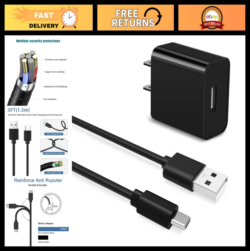USB C Charging Cable Cord for Jitterbug Flip 2, Smart 4 & 3 – Fast Power Charger