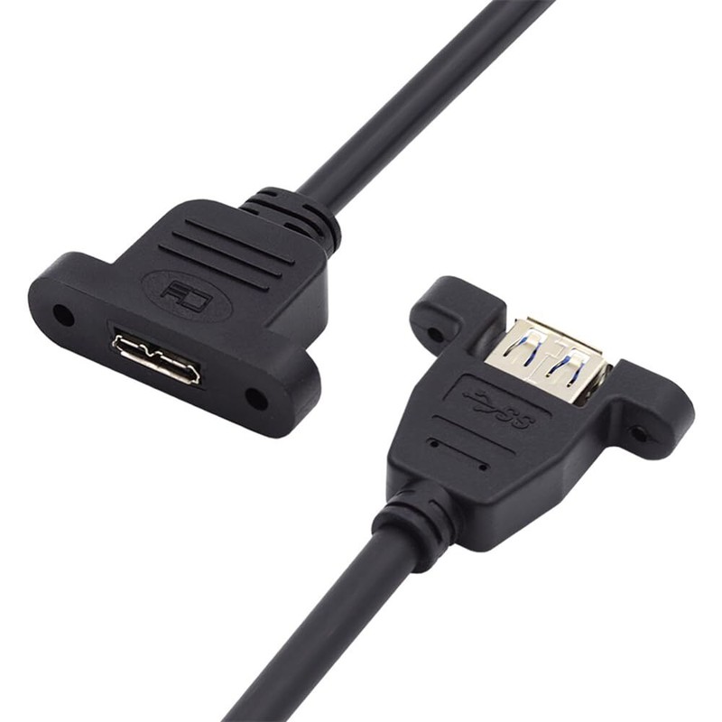 Type-A USB 3.0 Female to Micro 3.0 Type-B Female Screw Mount Extension 5Gbps gallery