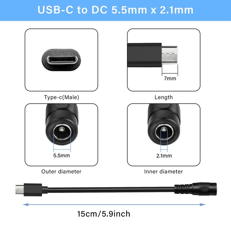 USB-to DC Short Cord，15cm 5A USB to DC 5.5 x 2.1mm Female Power Charge Cable ... gallery