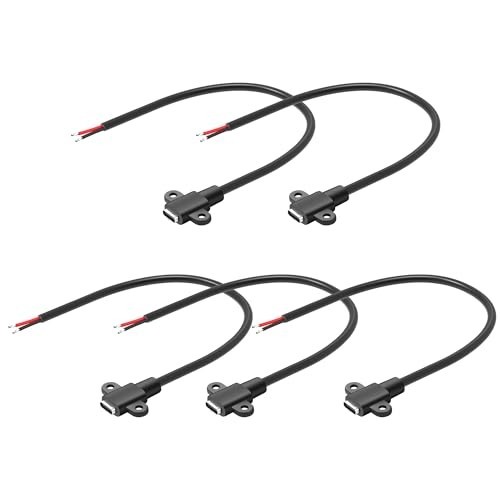 USB C Female 2 Pin Bare Wire Power Cable 5V/3A DIY Charger Extension 25CM gallery