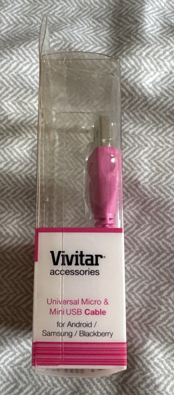 Pink Vivitar Universal Micro & Mini USB Cable Android Samsung And BlackBerry gallery