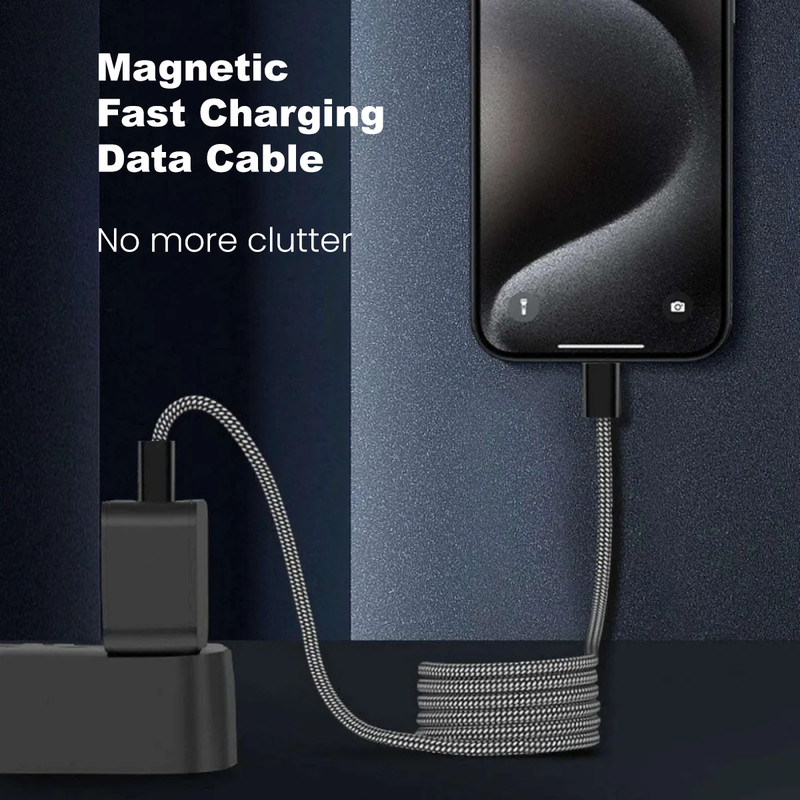 USB-C To USB-C 240W Magentic Coiled ⚡️ Fast Charging Cable (1.5 m, 4.92 ft) ⚡️ gallery
