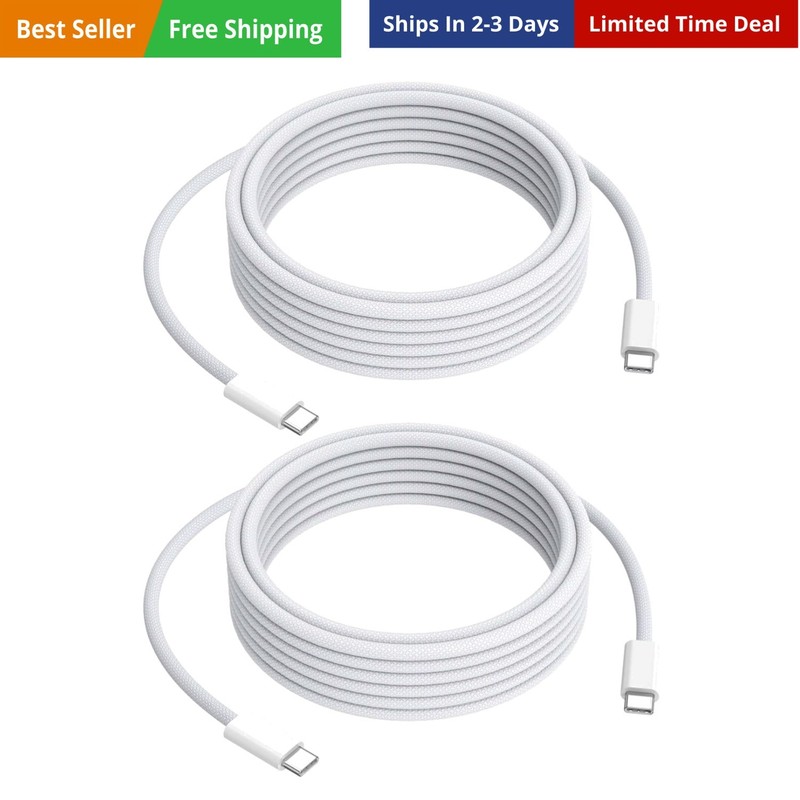 15FT USB C Fast Charging Cable 2-Pack,Extra Long USBC Charging Cable 15 FT Br…