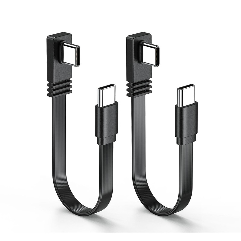 2PCS Right Angle Type-C to C Extension cord, USB C Male to Male cable,100W Fl…