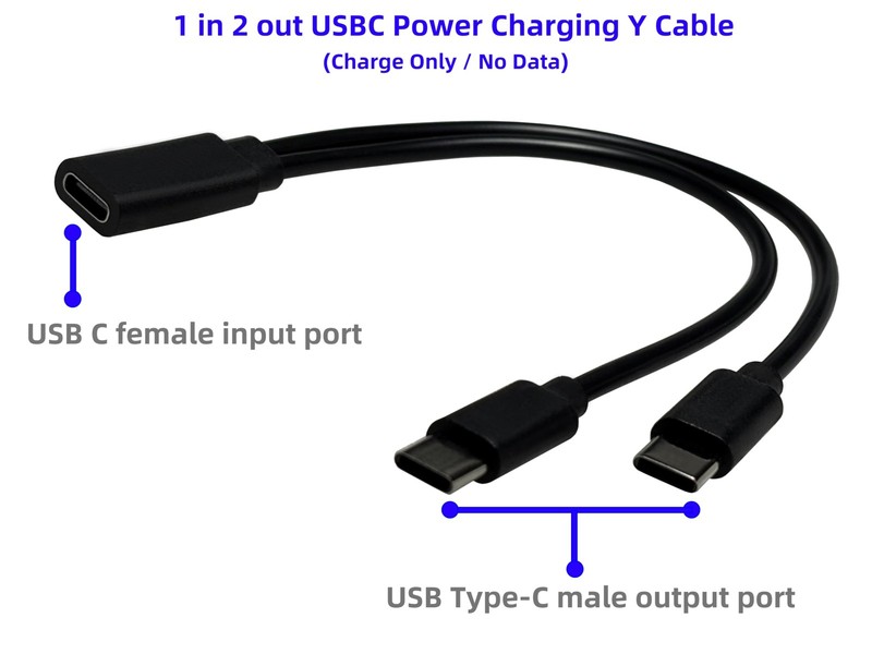 2 PCS USB C Splitter 1 In 2 Out Power Charging Y Cable 7.9 Inch Charge Only gallery
