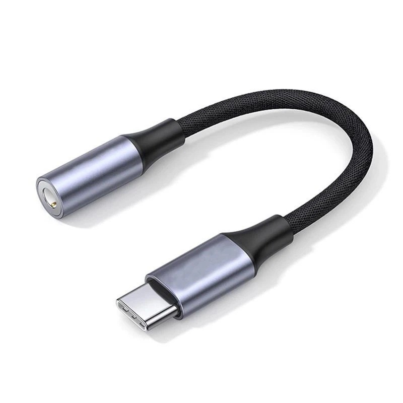 USB-C To 3.5mm Audio Jack Adapter Nylon 12cm Silver DAC For iPhone 17 16 15