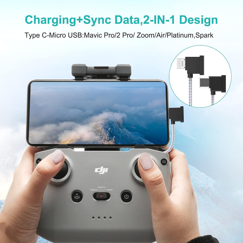 Micro Usb-Type C 0.5FT/15CM Phone Charge+Data Remote Controller Cable,For DJI Ma gallery