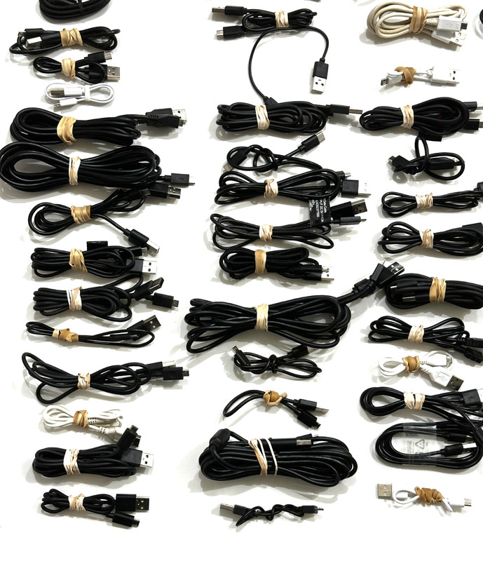 Huge Lot of 120+ Mixed USB Cables Micro USB Mini USB Charging Data Cords gallery