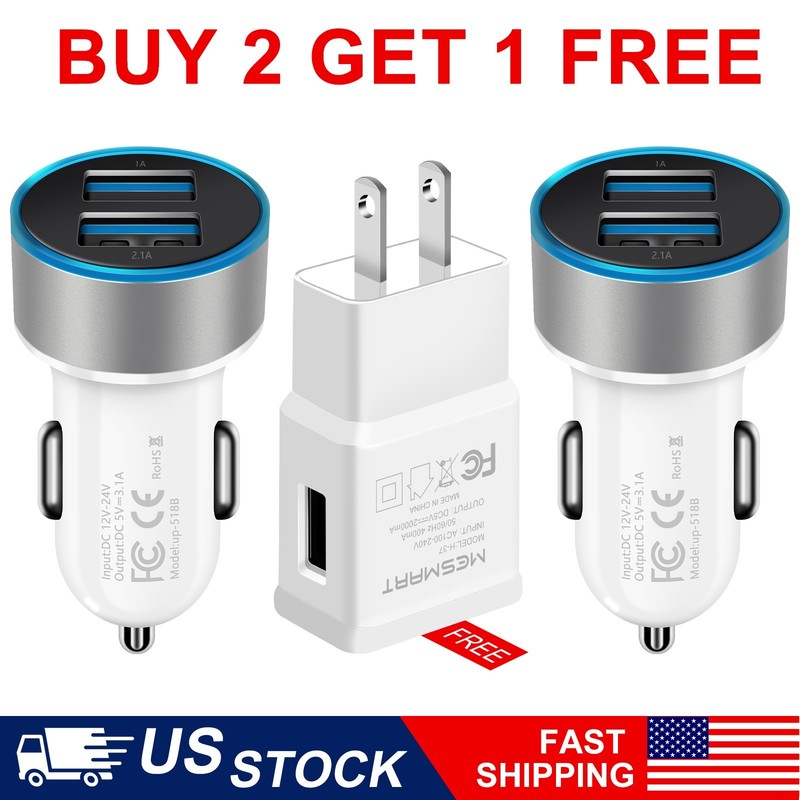 For iPhone Samsung S25 S24 S23 S22 Plus 18W Dual USB Ports Car Charger Adapter gallery