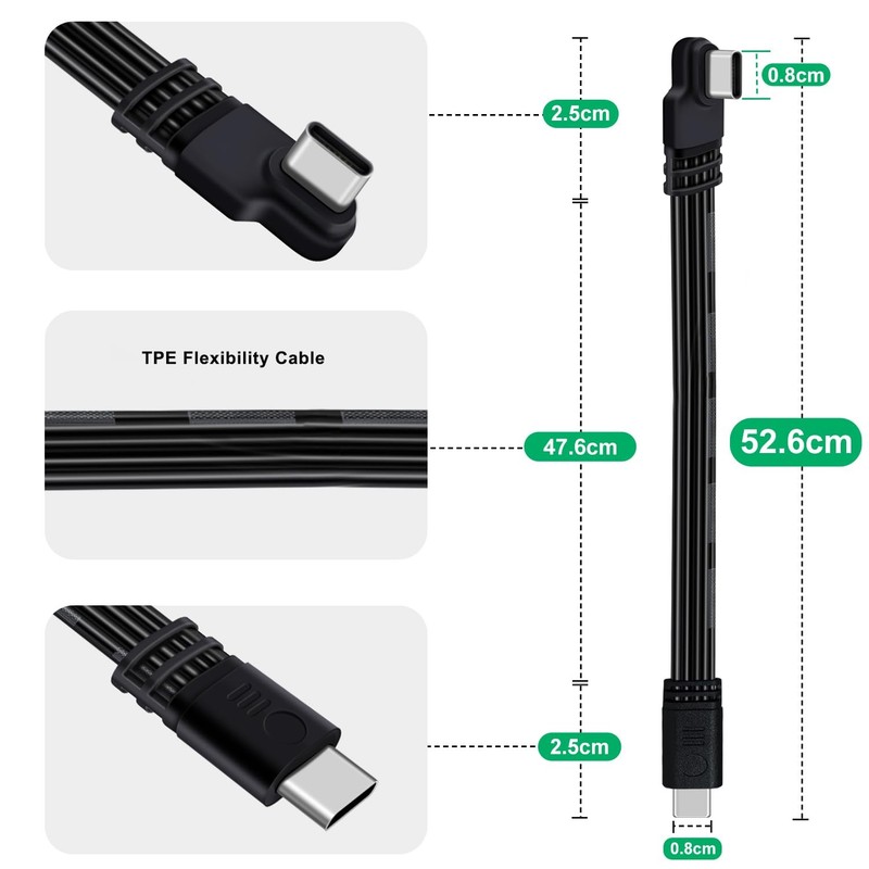 USB to Right Angle Flat 65W PD Fast Charging Short 90 Degree USB Flat Chargin... gallery