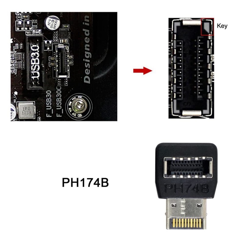 2 PCS Overmold USB 3.1 Front Panel Header Male To Female TypeE Motherboard gallery
