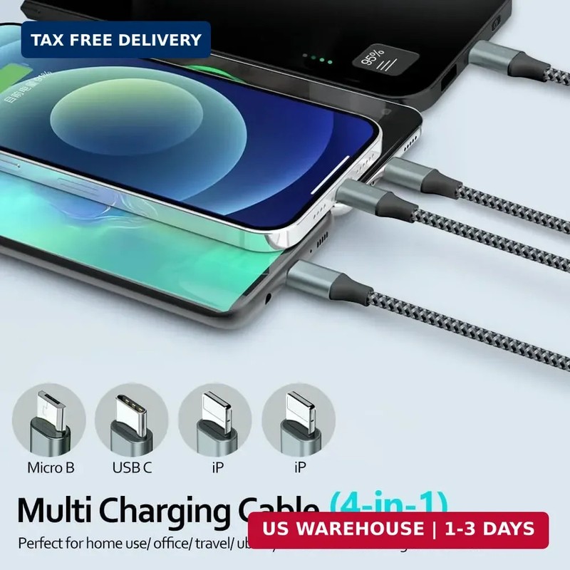 Puxnoin Multi Charging Cable 6FT 2Pack Multi Charger Cable 4 in 1 Universal Mult gallery
