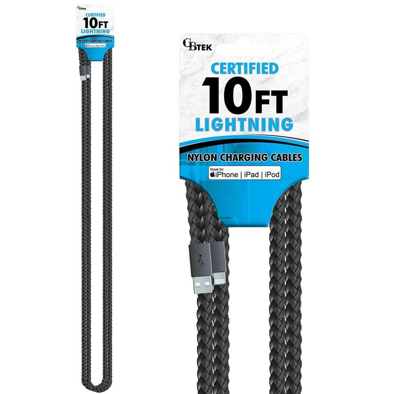 CBTEK iPhone MFI 10ft Nylon Hanging Charging Cables (MFI Certified) gallery
