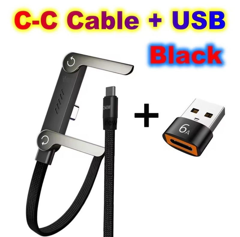 240W Charging Cable With USB with Built-in Stand for Phone & Tablet