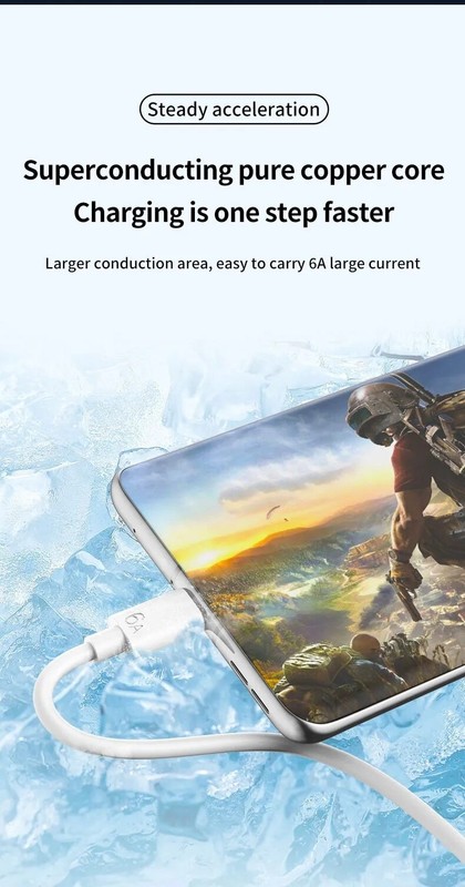 6A 66W USB to Type C Fast Data Charging Cable For Huawei Mate 50 Xiaomi 11 Pro gallery