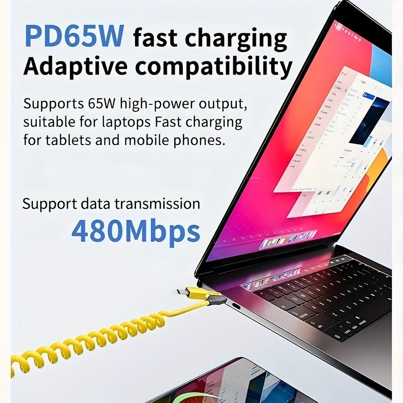 4-in-1 Coiled Fast Charging Cable USB-C Multi-Device Cord, Universal NEW US gallery