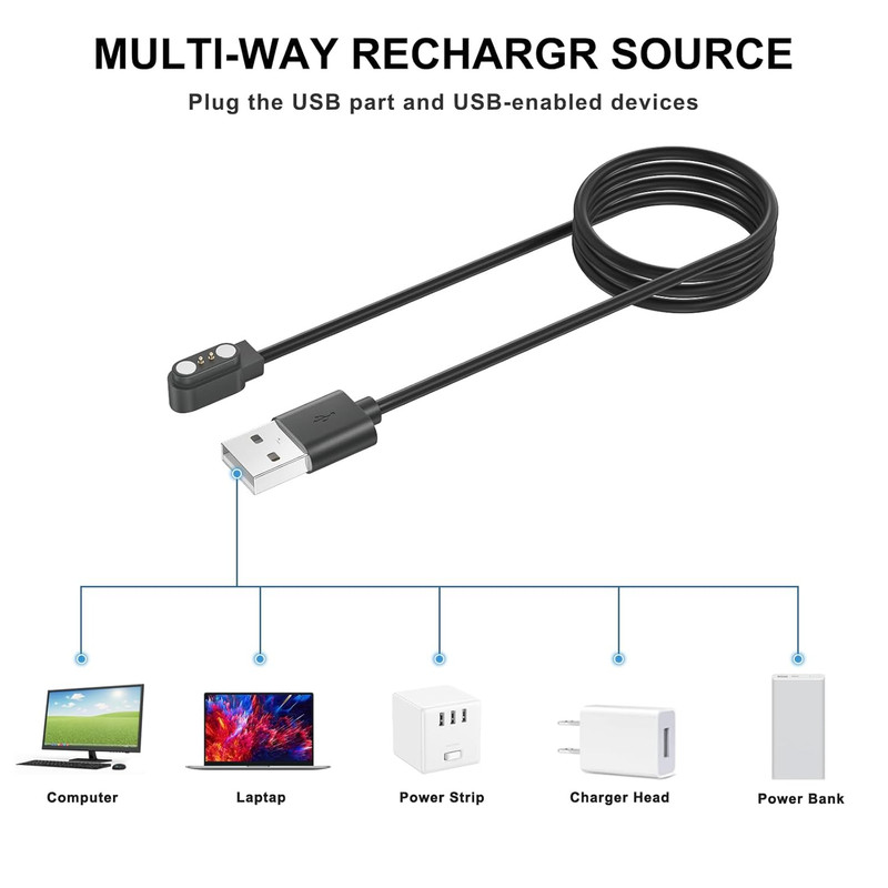 2 Pack Veryfit Smartwatch Charger Cable, Magnetic USB Charging Cable for Veryfit gallery