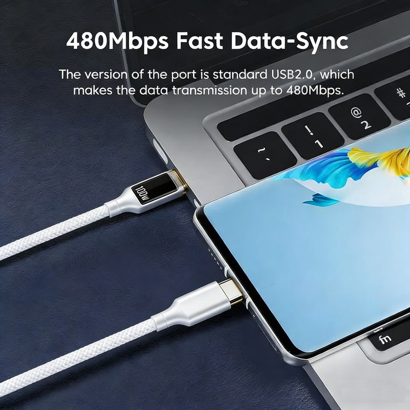 New 100W Fast Charging Cable Type-C USB-C Braided For Samsung S23 S24 S25 Ultra gallery