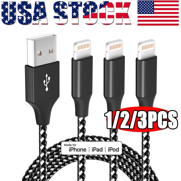 1/3 Pack Fast Charger Cable Heavy Duty For iPhone 14 13 12 11 X XR Charging Cord