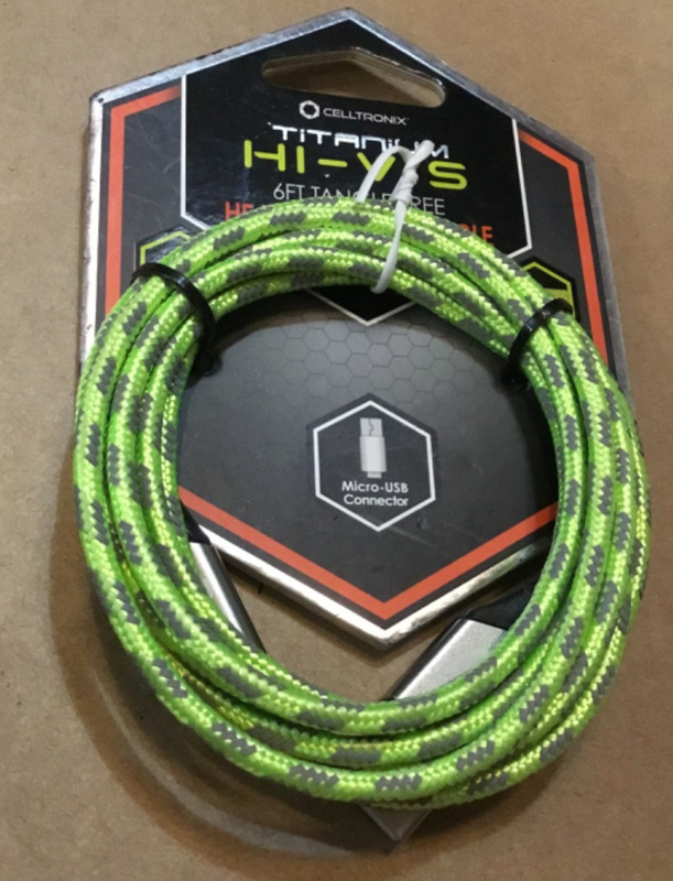 Celltronix Titanium 6Ft Tangle Free Heavy Duty Cable Micro USB – HI-VIS GREEN