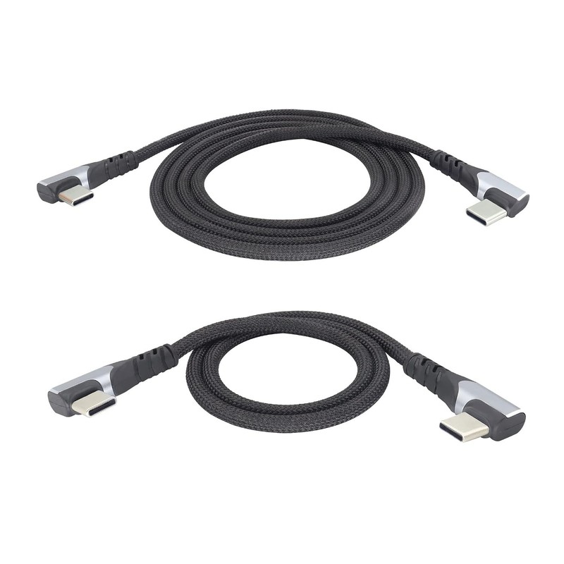 Nylon-Braided USB C Cable - 3.1A Fast Charge, 90° Angle, Black 2-Pack gallery