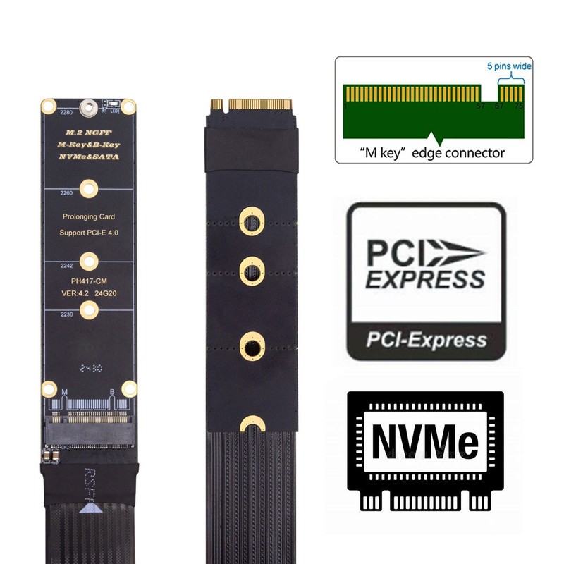 Chenayng M-Key NVME Male PCI-E 4.0 to PCI Extension Cable 30cm for Mainboard SSD gallery