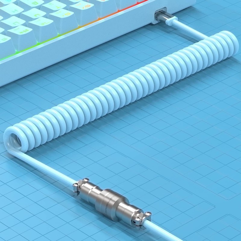 Gaming Keyboard Cable USB Type C Dual Sleeve Stable Connection 2.0m Blue gallery