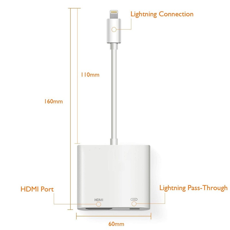 for iOS to Projector/Monitor, 8 pin to HDMI Adapter, 1080P (HD) Videos Supported gallery