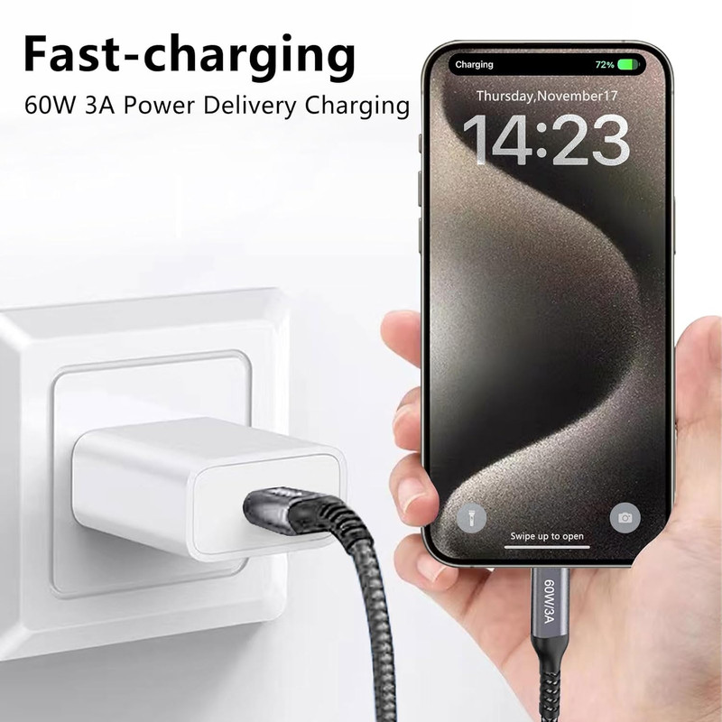 USB-C to USB-C Cable (15FT 2PACK 60W) Long Cable,Fast Charging Cord for Iphone gallery