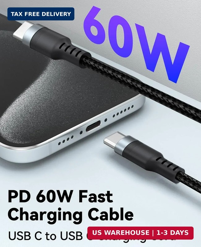 15ft USB C Cable Fast Charging 60W, Long USBC to USB-C Charge Cord 15 Foot Ty... gallery
