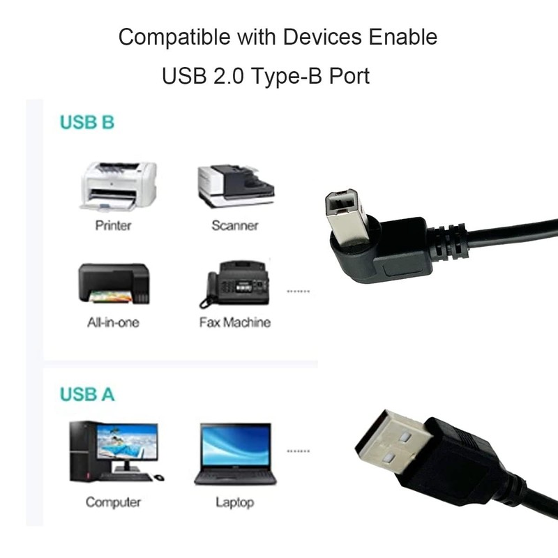 Seadream Right Angled USB Printer Cable;USB 2.0 A to Right Angle USB 2.0 Type... gallery