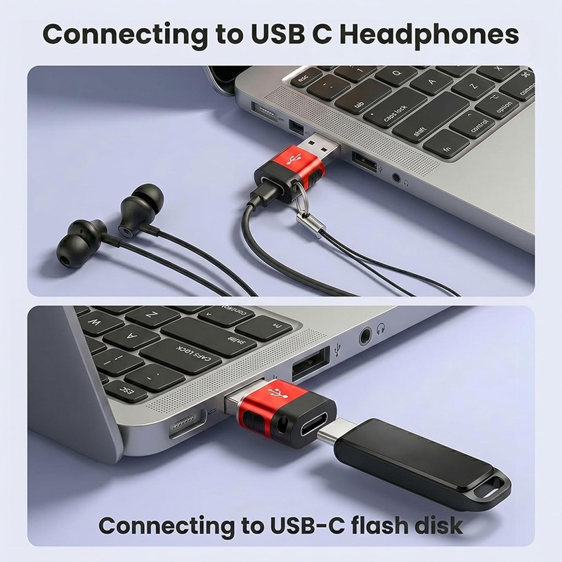 USB to USB C Adapter 6-Pack: USB A to USB C Female Converter (Red) gallery