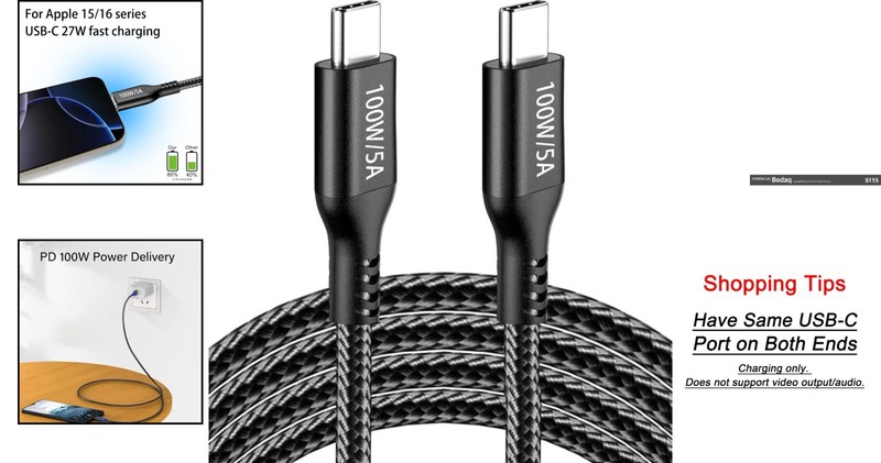 High-Speed 15FT USB-C to USB-C Cable - 100W Fast Charge, Multi-Device Compatible gallery