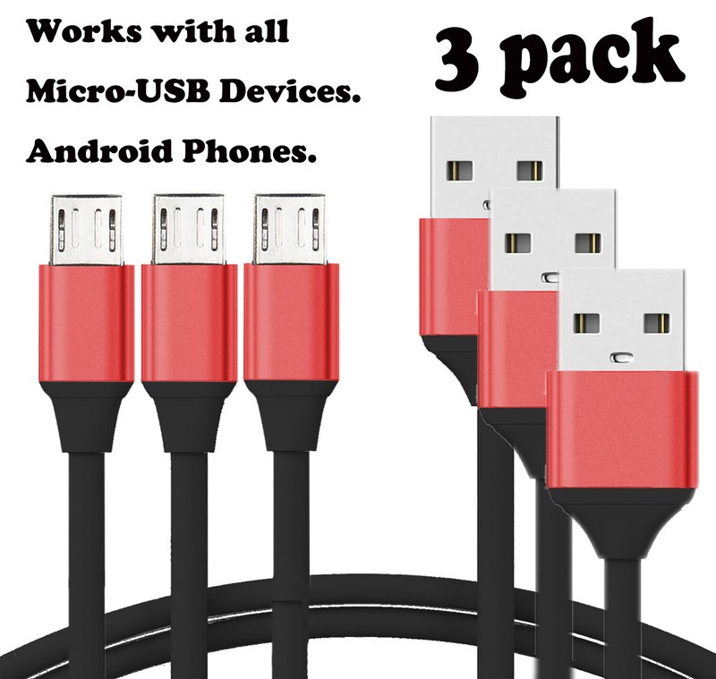 3 Pack Fast Charging Micro USB V8 Cable Charger For Android Samsung Kindle Fire