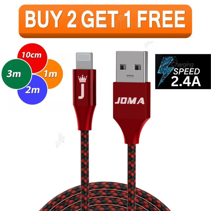 Heavy Duty Braided Long USB Fast Charger Cable Lead For iPhone 14 13 12 11 X 7 8