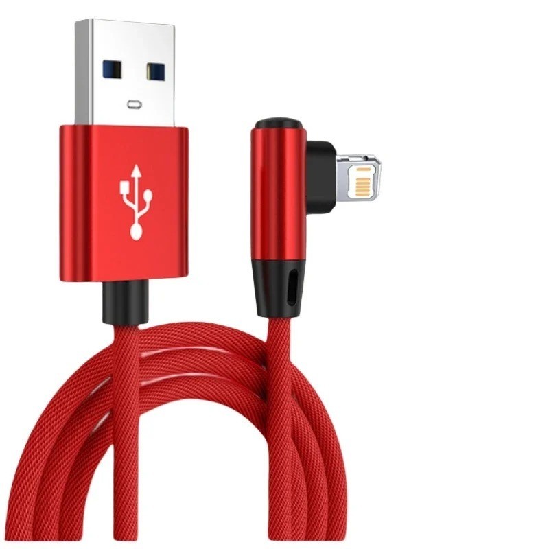 1pc 90-Degree Fast Charging USB Cable for iPhone14/13/12/11/X/8–1mLength Random gallery