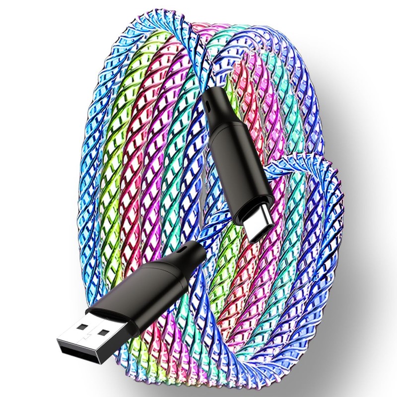 Car Carplay Cable for iPhone 17 16 15 Max Plus, 3.3ft RGB Light Up USB A to C…