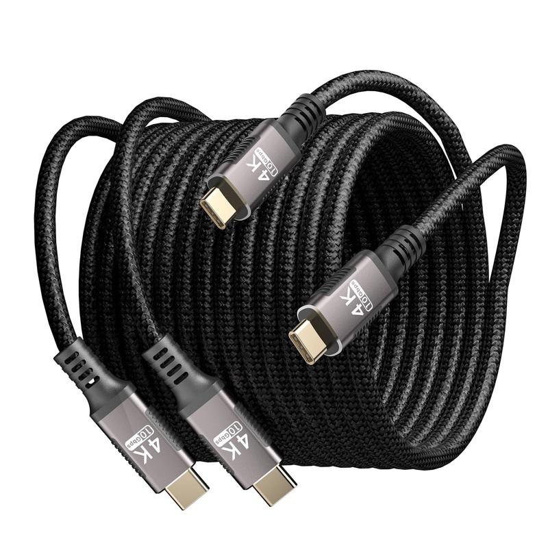 10FT USBC To USBC Cable Thunderbolt 3 10Gbps 4K@60Hz 100W 5A PD3.0 2 PCS