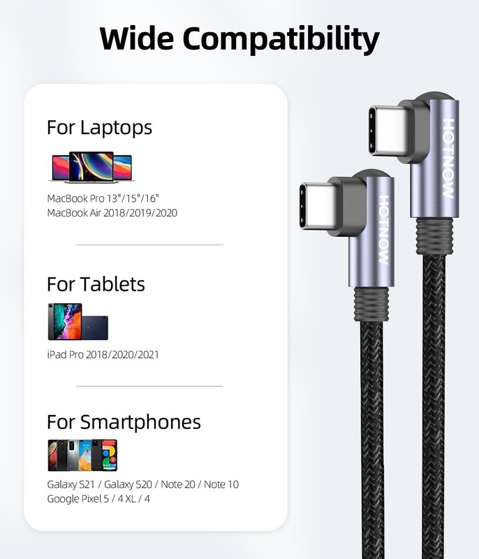 HOTNOW Right Angle USB C to C Cable 0.5FT 3Pack, Short 6 0.5FT, Black gallery