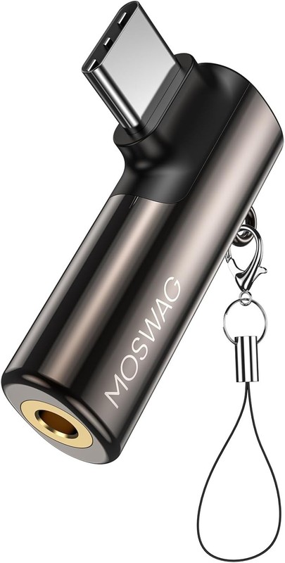 MOSWAG USB C to 3.5mm Jack Type C Headphone Adapter Right Angled Aux Mic Audio D