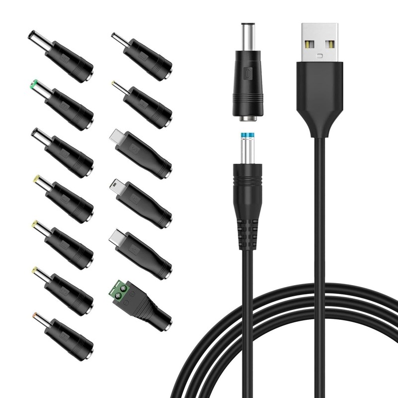 5V USB to DC Power Cable, Universal DC 5.5×2.1mm Plug Jack Charging Cable wit…