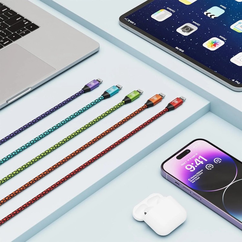 Iphone Charger 5 Pack 10 Ft USB Lightning Cable Apple Mfi Certified Cable Fast C gallery