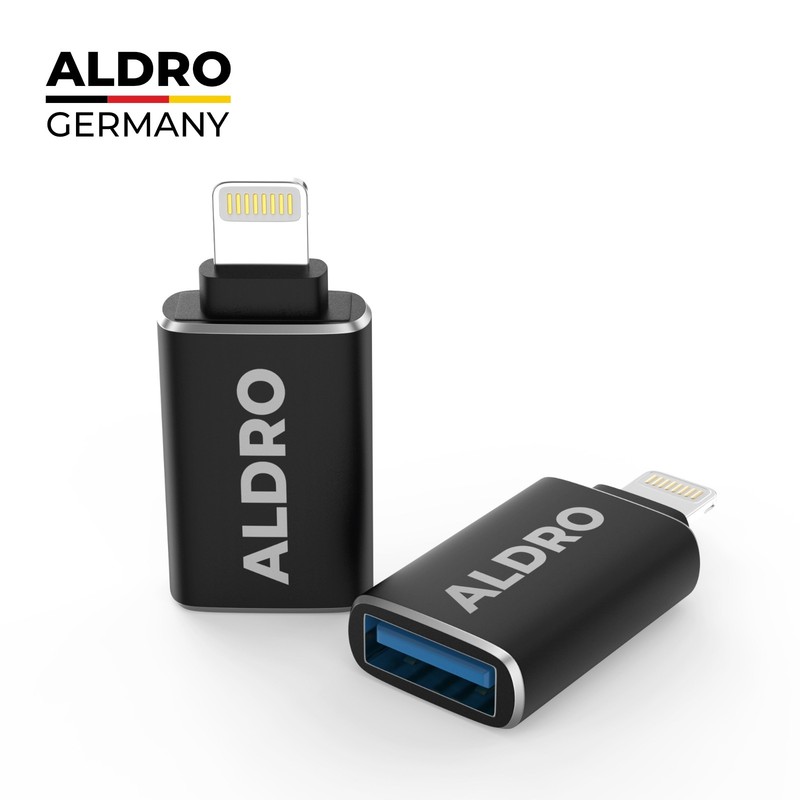 iPhone to USB Adapter 3.0 OTG (2 Pack) iPhone Adapter to USB iOS + iPad ALDRO