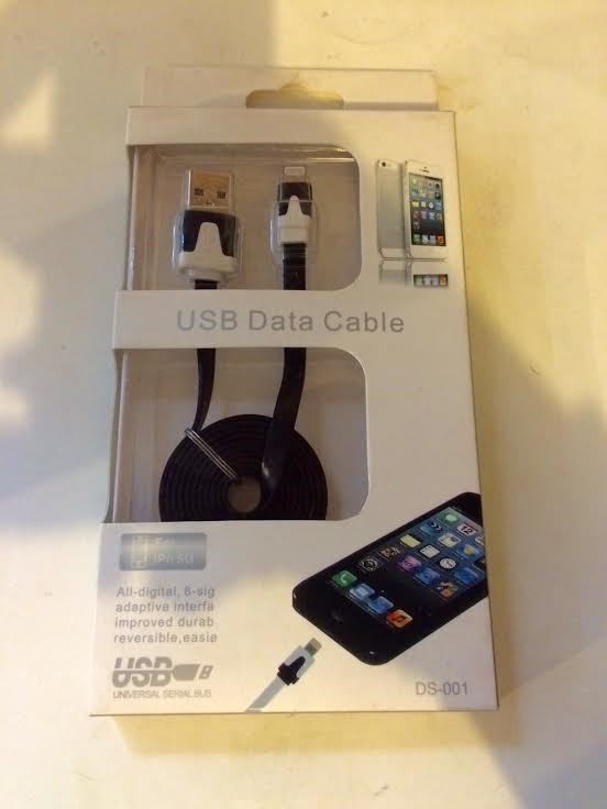 USB Data High Speed Black and white Cable compatible with iphones 5-14